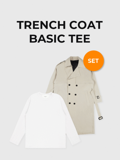 리버 트렌치 코트(3color)+국민 긴팔티 SET